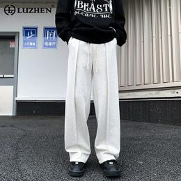 Mens Pants LUZHEN Spring Solid Colour Stylish Straight Sweatpants 2024 Korean Original Trendy Street Trousers LZ1918