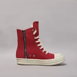 Casual Shoes Brand Men Shoe High Top Women Sneaker Quality Red Ankle Boot Designer Fashion Zip Thick-sole Flat Canvas Street