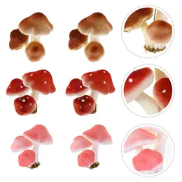 Garden Decorations 6 Pcs Simulated Mushroom Micro Landscape Adornment Mini Froth Glass Food Containers Craft Artificial Plant Plants