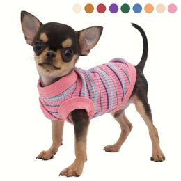 Chic Pink Cotton Rib Dog Vest - Easy Pullover, Breathable Knit Fabric, Ideal for Small/toy Breeds