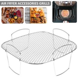 Tools Air Fryer Rack Grilling Rack Stainless Steel Roasting Rack Airfryer Rack Steamer Bbq Tools Home Kitchen Grill Accessories