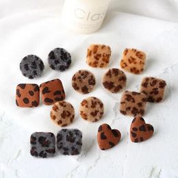 Dangle Earrings Leopard Print Geometric Heart-shaped Velvet Material Button Trend Luxury Casual All-match For Women