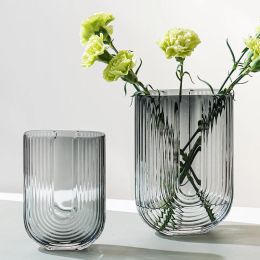 Vases Europeanstyle Transparent Ushaped Glass Vase Hydroponic Flower Arrangement Ornaments Flower Vase Dining Table Home Decoration