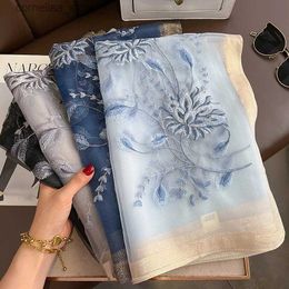 Bandanas Durag Scarves 2023 New Women Scarf Winter Warm Solid Silk Wool Shawls Lady Wraps Bufanda Floral Pashmina Luxury Embroidery Warn Scarves Y240325