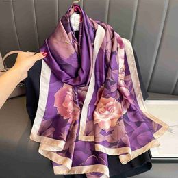 Bandanas Durag Bandanas Durag Women 180X90CM Print Scarf Four Seasons Soft Long Silk Scarves Luxury Shawls Fashion Satin Finish Beach Stoles Y24032