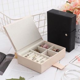 Jewelry Pouches Juelee Travel Box Women Leather Rectangle Packaging Necklace Rings Earrings Storage Organizer Display Gift Boxes Case