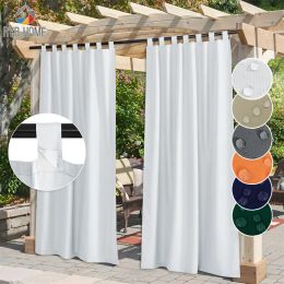 Curtains RYB HOME 1pc Waterproof Outdoor Curtain Panels Blackout Patio Curtains Sticky Tab Top for Sliding Door Foyer Arbour Lanai Custom