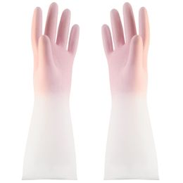 Cleaning Gloves, Dishwashing Kitchen Gloves with Cotton Flocked Liner, Reusable, Non-Slip, Mauve Mist, Large 1222306