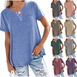 T Shirts Basic Short Sleeve Tees v neck Fashion Tops Loose Fit Lightweight Casual Summer Clothes