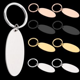 Tags Wholesale 10Pcs/Lot Oval Blank Pet Tag 45X20mm Stainless Steel Keychain Custom Logo Text for DIY Accessories Blank Keychain