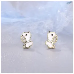 Stud Earrings Cute Dog For Kids Girls Zircon Animal Ear Child Fashion Silver Color Jewelry Gifts
