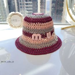 miumiubag Berets Designer Bucket Hat With Dopamine Style Hand Crochet Woven Straw Hats With Embroidered 45 miumiubag Berets