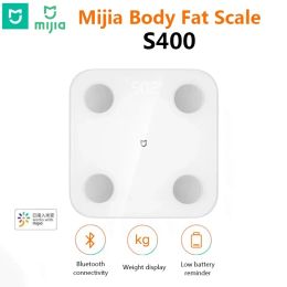 Scales Mijia Body Fat Scale S400 Bluetooth 5.0 Smart Home Body Composition Scale 150KG LED Display Dual Frequency Measurement