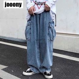 Men's Jeans Wide leg denim jeans mens autumn dad trend student loose straight leg pocket pants Japan loose hip-hop 2022 newL2403