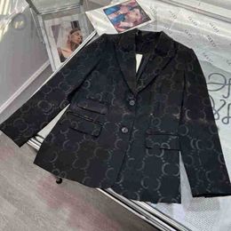 Women's Jackets designer Designer Brand 2023 Spring New Fashionable Suit Set with Unisex Jacquard Style Coat Paired High Waist Pants O6QE R430