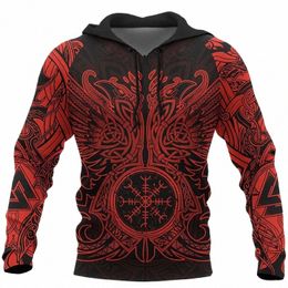 mens Hoodies Vikings Tattoo Fi Animal pattern 3D Printed Style Casual Harajuku Hip Hop Pullover Oversized Sudaderas c93M#