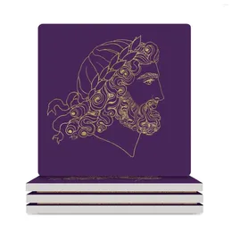 Table Mats Zeus (purple & Gold) Ceramic Coasters (Square) Anti Slip For The Kitchen Accessories Drink Set