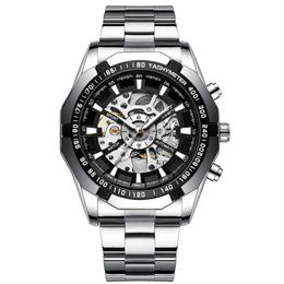 Brand New Atmospheric Fashion Steel Belt Fullautomatic Hollowing Out Mechanical Men's Watch