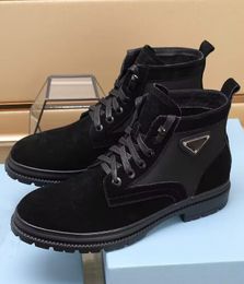 Kış erkekleri monolit ayak bileği botları siyah fırçalanmış deri naylon dantel-up teknik kauçuk taban patikleri beyefendi savaş boot beyefendi yürüyüş eu38-45