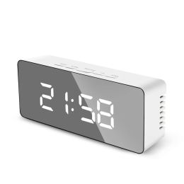 Gravestones Led Mirror Digital Alarm Clock Night Lights Thermometer Wall Clocks Lamp Square Rectangle Multifunction Table Watch Usb/aaa