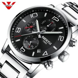 NIBOSI New Type Luxury Watch Quartz Wrist Watch Fashion Stainless Steel Watch for Man Relogio Masculino Exquisite Silver349S