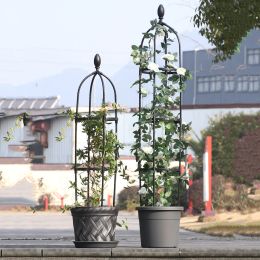 Supports Tower Obelisk Garden Trellis Metal Plant Cage Flower Support For Climbing Plants Vines Roses PE Coating Steel Frame For Outdoor