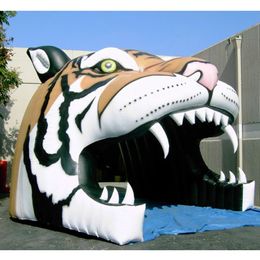 4x4.3x3.6mH (13.2x14.1x11.8ft) Oxford animal head inflatable tiger football tunnel for sports event decoration mascot entrance door gate