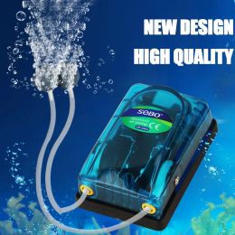 Accessories SOBO Aquarium Air Pump Compressor Oxygen 220240V Transparent Body Single/Double Outlets High Quality Fish Tank Pump