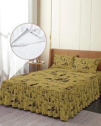 Bed Skirt Wine Retro Grapes Elastic Fitted Bedspread With Pillowcases Protector Mattress Cover Bedding Set Sheet