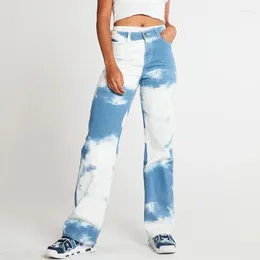 Women's Jeans Women Casual Tie Dye Coloured Slim Fashional Design High Waist Fit Female Straight Trousers Quality