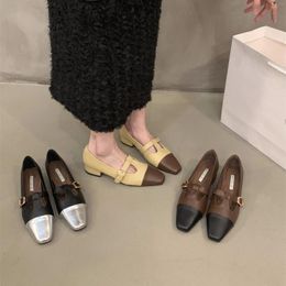 Casual Shoes Bailamos Brand Women Square Toe Flats Round Ballet Low Heel Pumps Fashon Mix Color Ladies Mary Jane Mujer