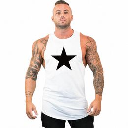 men Bodybuilding Tank Tops Fitn Workout Cott Print Singlet Stringer Undershirt Male Casual Summer Vest Gym Sleevel Shirt F4ep#