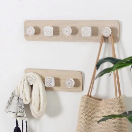 Rails Rustic Coat Rack Wall Mounted Wood Hanger Key Holder Home Decor Clothes Storage Rack Wall Hook Hangers for Entryway Bathroom
