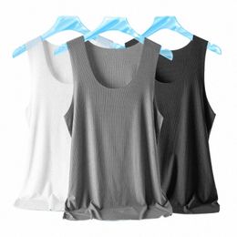 3pcs Summer Men Solid Colour Sleevel Vest Breathable Sports Ice Silk Cool T-shirt Casual Gym Quick Dry Tank Tops Undershirts J3To#