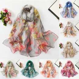 Scarves Scarfs For Women Lightweight Print Floral Pattern Scarf Shawl Long Ladies Silk Head Sleeping Curly Hair