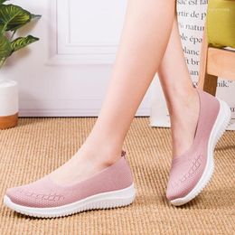 Casual Shoes Summer Knitted Ladies Lightweight Sneakers Breathable Mesh Vulcanized Outdoor Socks Plus Tennis