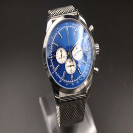 New Arrival watch Quartz-Watch For Men Blue Dial Analog Full Stainless Steel Band Digital Watch Montre Hommme264R