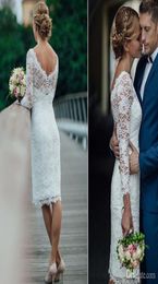 Sexy Nude Back beach Summer 2019 Short Wedding Dresses Knee Length Simple White Ivory Short Sheath Wedding Dresses Bridal Gowns6755678