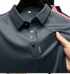 high-end Spring Summer Busin High Quality Short Sleeve Polo Shirt Lg sleeved New Men Fi Casual No Trace Printing M7bT#