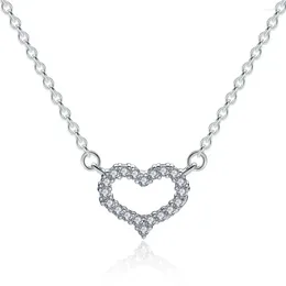 Pendants Classic Necklace Pure 925 Sterling Silver Jewelry White Crystal Little Heart Pendant Women Engagement Gift