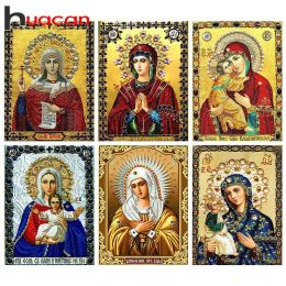 Boxes Huacan Full Square Diamond Painting Icons Religion 5d Diamond Embroidery Mosaic Kits Art Home Decoration