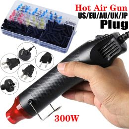 Warmtepistool 300W Electrical Mini Heat Gun Handheld Hot Air Gun with 280PCS Heat Shrink Butt for DIY Craft Embossing Shrink Wrapping PVC