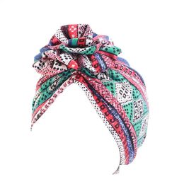 Ethnic Clothing Pastoral Floral Print Turban Women National Wind Muslim Hat Bandana Chemotherapy Sleep Caps Beanies Headwrap Fashion D Otg4I