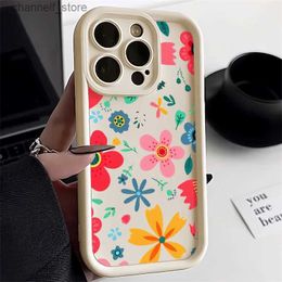 Cell Phone Cases Colourful Flowers Phone Case For iPhone 13 Cases iPhone 15 14 12 11 Pro Max XR XS X 7 8 14 15 Plus SE Shockproof Silicone CoverY240325