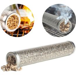 Tools Stainless Steel BBQ Mesh Smoker Tube Philtre Gadget Generator Pellet Smoking BBQ Accessories Tools Hexagon Round BBQ Smoked Tube