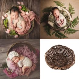 Pography Baby Props Baby Shoot Studio Woven Accessori Retro Basket Po Prop Baby born Pography Prop born Accessori 240319