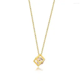 Pendant Necklaces Dainty Cube Zirconia Necklace For Women Gift Small Crystal Charms Chain Sell Stainless Steel Link Chains Jewelry