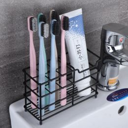 Heads Toothbrush Holder Stainless Steel Multifunction Practical Bathroom Toothpaste Holder Stand Vertical Toothbrush Holder Storage