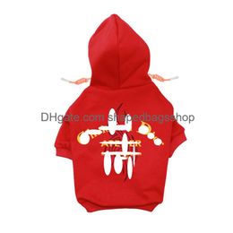Dog Apparel Designer Clothes Brand Soft And Warm Dogs Hoodie Sweater With Classic Design Pattern Pet Winter Coat Cold Weather Jackets Otr0C