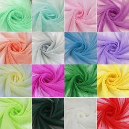 Fabric 5/10Meters/Lot Solid Colour Soft Tulle Gauze Fabric For Sewing Curtain Mosquito Net Mesh Tutu DressTulle Wedding Decoration D803